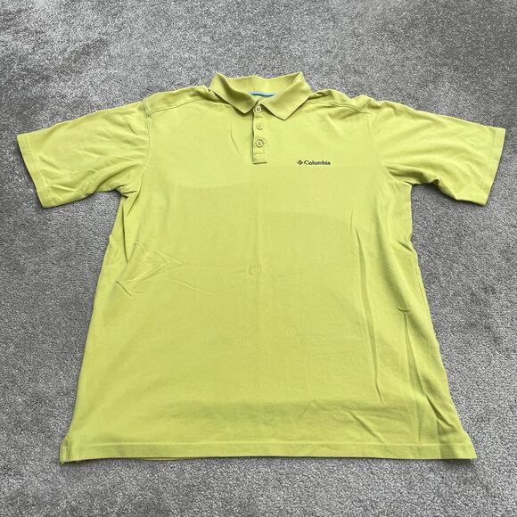 Columbia Omni Wick Polo Shirt Mens Medium Green Short Sleeve Outdoor Active Fish - Picture 1 of 9